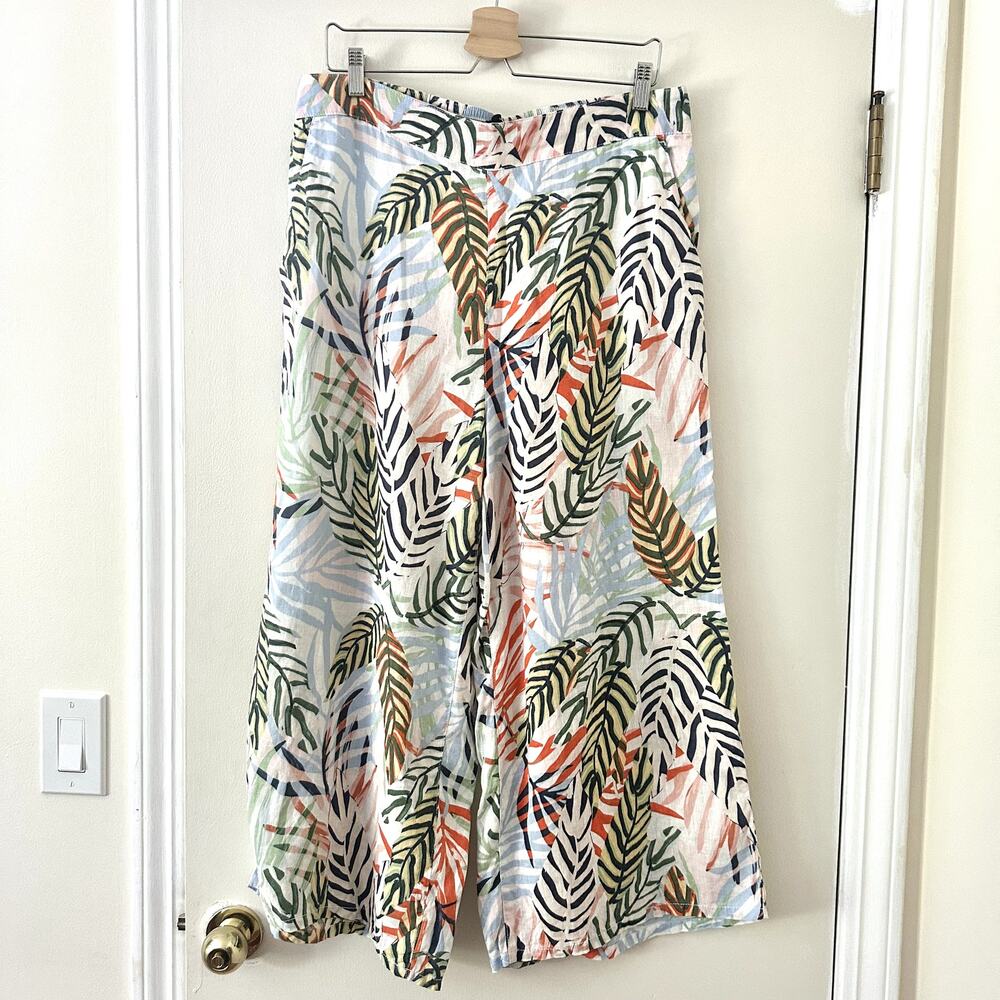 Tahari Linen Printed Pants Sz XL